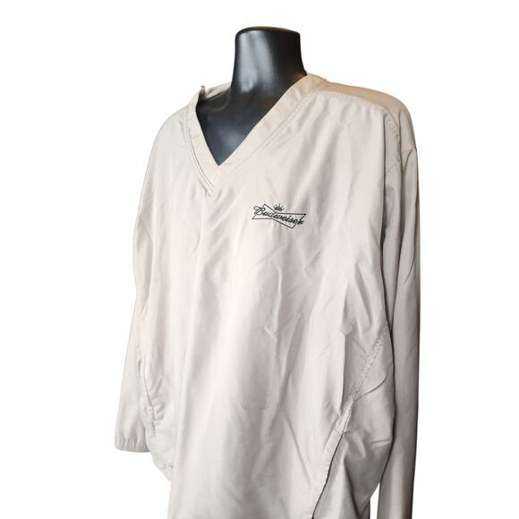 Vansport Budweiser Pullover Windbreaker Mens 2XL Logo V-Neck Lightweight Jacket - Picture 11 of 16